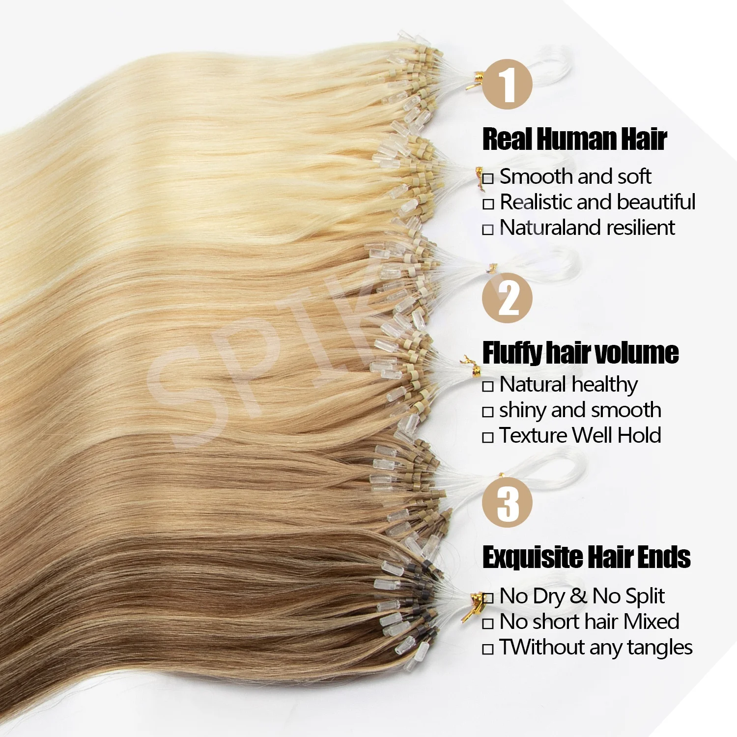 50Pcs 30G /Pack Micro Links Hair Extensions Micro Loop Microlink Real Human Hair Extensions  For Women Long Straight Hair