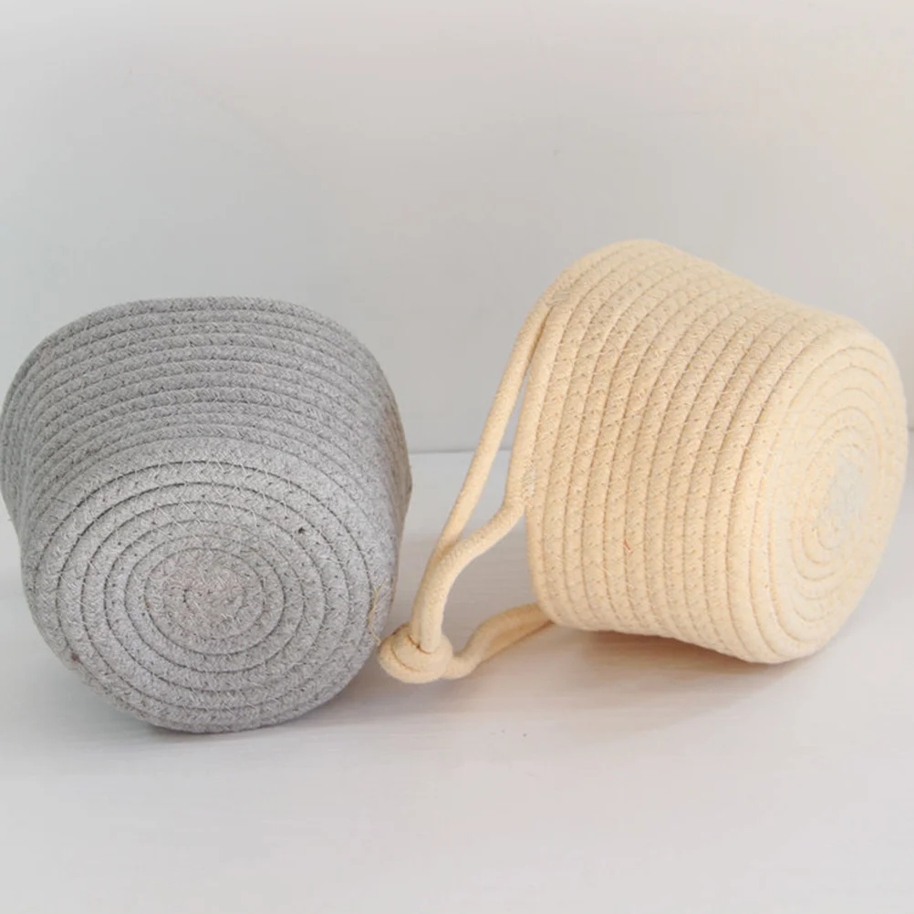 

Cotton Rope Storage Basket Grey Woven Hanging Basket Storage Solution Sundries Organizer Round Container Sundries Organizer