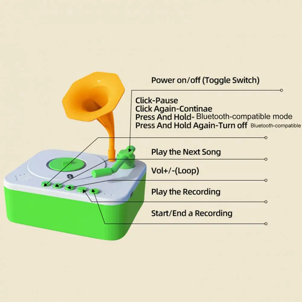 การเรียนรู้แผ่นเสียงเด็กแผ่นเสียงของเล่น 93 การ์ดเรื่อง Early Education Phonograph เครื่องบันทึกเพลงสําหรับเด็กสําหรับเด็กวัยหัดเดิน