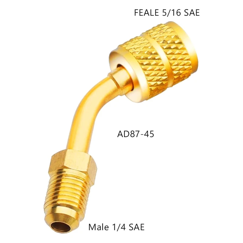 4 Pcs R410A อะแดปเตอร์5/16นิ้ว SAE หญิง1/4นิ้ว SAE ชาย-สำหรับเครื่องปรับอากาศ HVAC 2ตรง + 2มุม
