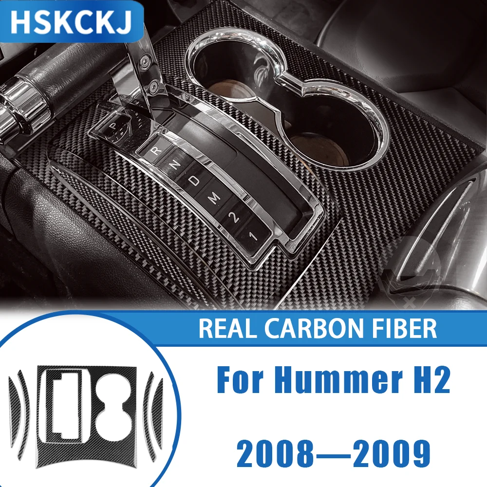

Углеродное волокно, консоль переключения передач, полный комплект, украшение панели для Hummer H2 2008-2009, внутренняя крышка, наклейка, модификация