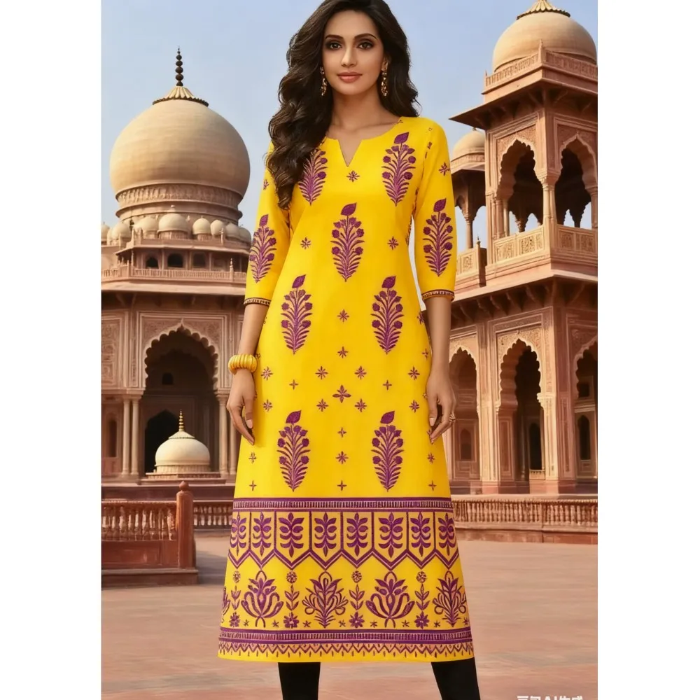 National style Muslim Women's Casual Fashionable And Comfortable Kurtta Dress Long Sleeved Straight Tube Casual Ethnic