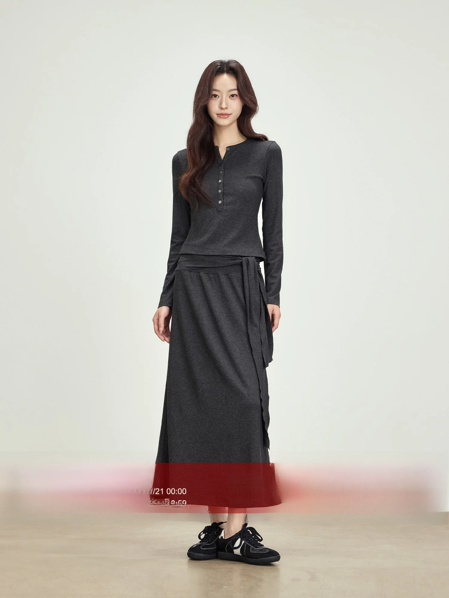 

ay Asymmetrical Hem Skirt Set Women's Faion Spring Knitted Two-Piece Suit Slimming A-Line Midi Dr Casual Workwear