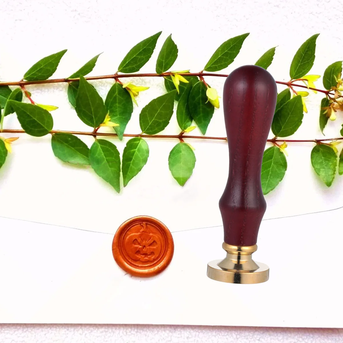 ตราประทับขี้ผึ้งฮาโลวีน ลายฟักทองสีแดงเข้ม สำหรับงาน DIY สมุดภาพ ซองจดหมาย เครื่องมือตกแต่งงานฝีมือ ตราประทับสมุดภาพ