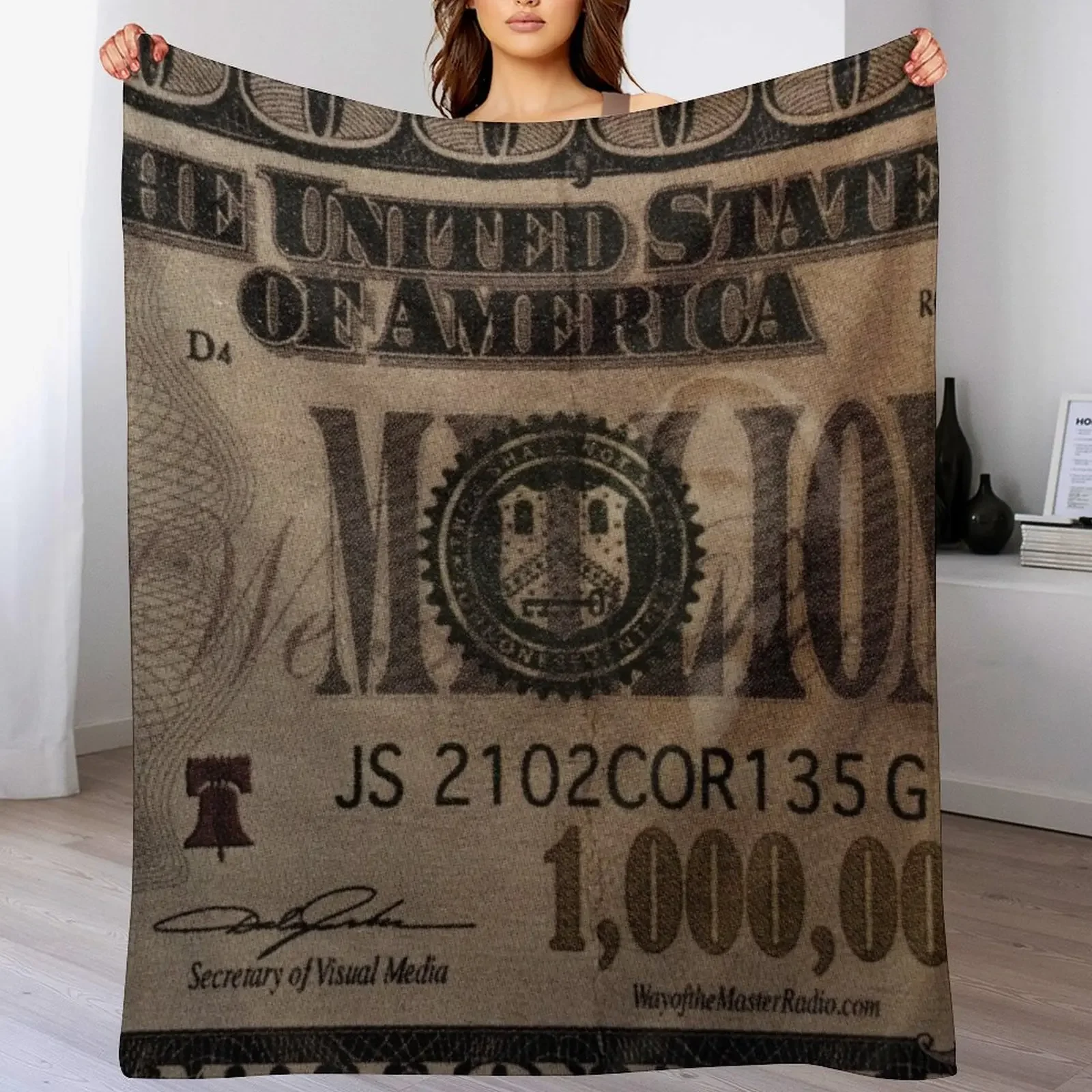 

1 million dollar bill Throw Blanket Soft Warm Blanket Gift for Grandparents