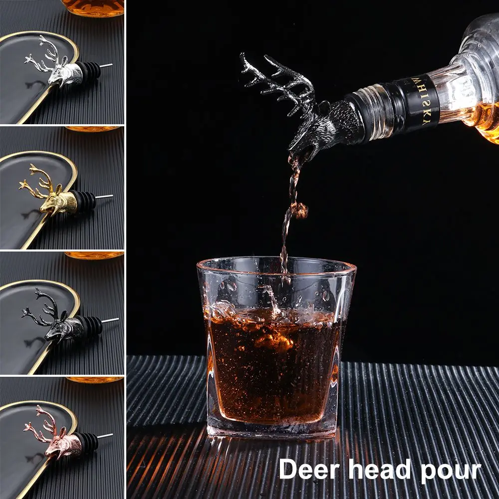 Zinc Alloy Deer Head Wine Pourer Unique Stag Wine Bottle Stoppers Wine Aerators Bar Tools Kitchen Accessories