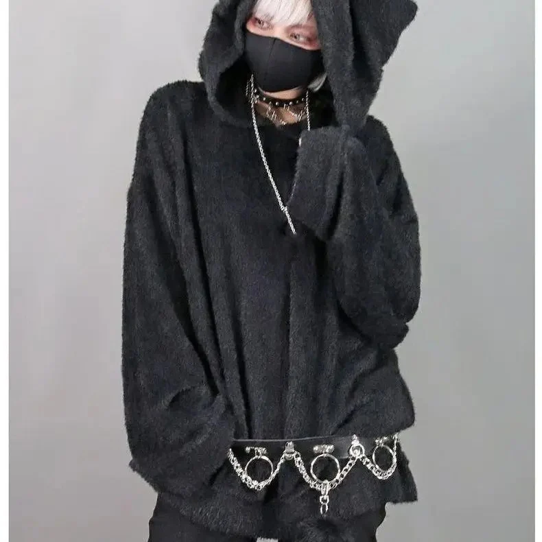 الشارع الشهير هوديس Harajuku Y2k بلايز الملابس النسائية آذان القط قمصان سويت شيرت بقلنسوة موضة عادية فضفاض هوديي 2025 Ropa Mujer