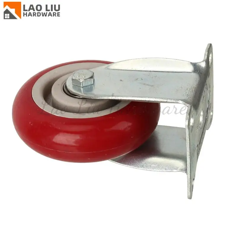 

4 Inch M12 Screw Rod Universal Wheel with Brake - Jujube Red Double Bearing Wear-Resistant Mute PVC Truck Caster