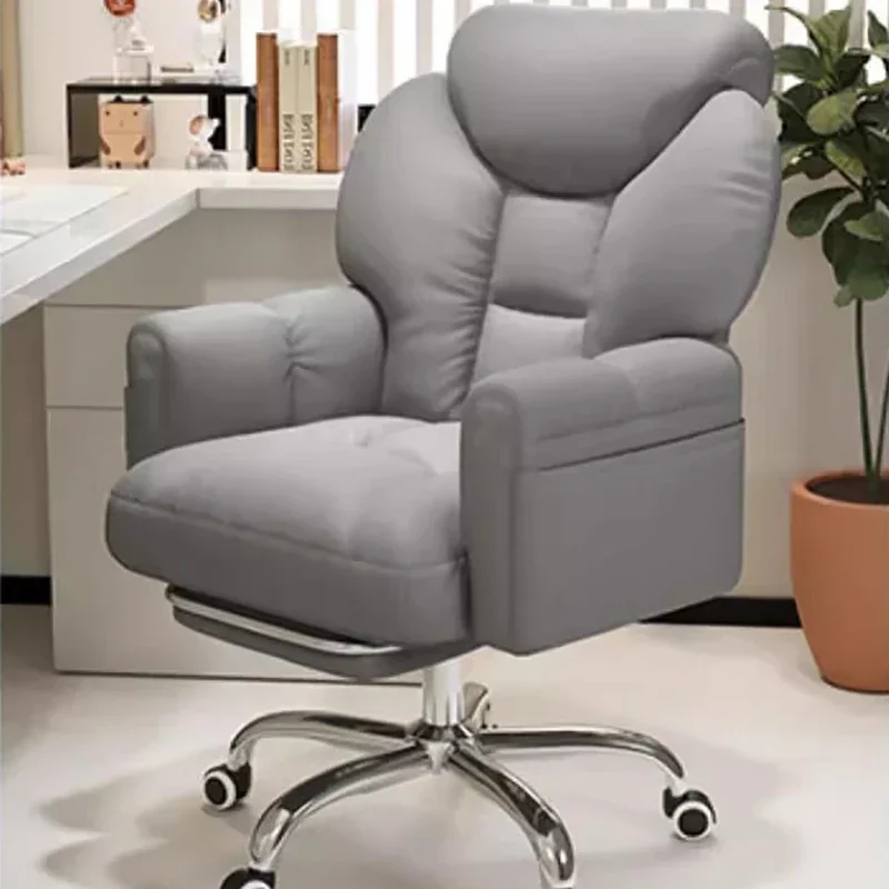 Silla de oficina blanca moderna, reposapiés móvil, silla giratoria suave para juegos, cómoda y estética, Sillas De Gamer, muebles de oficina
