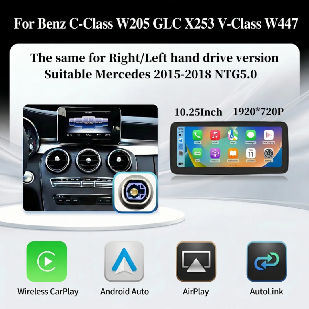 Bonroad Draadloze CarPlay Android Auto Autoradio Voor Mercedes Benz C Klasse W204 W205 GLC X253 V Klasse W447 Multimedia TouchScreen