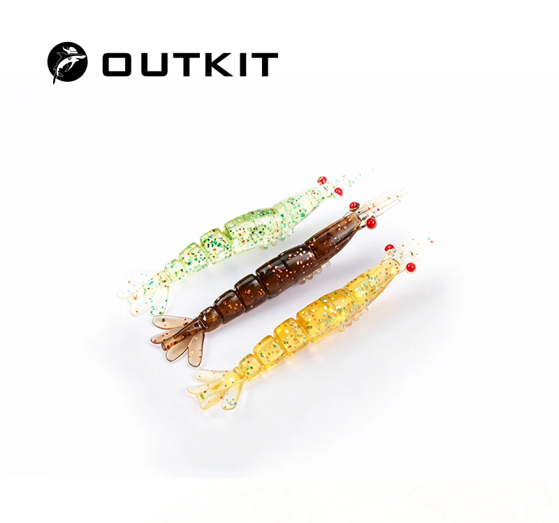 OUTKIT 20 Stück Mehrteiliger Garnelen-Köder Mini Weicher Garnelen-Angelköder 45/55mm Künstliche Köder Bass Silikon Angelzubehör – Detail 1