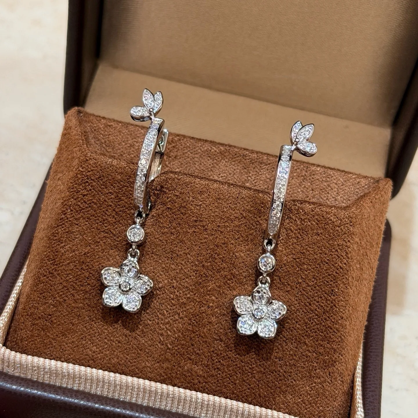 

100% 925 Sterling Silver Pave AAA Zircon Flower Ear Buttons Earrings For Women Fine Jewelry