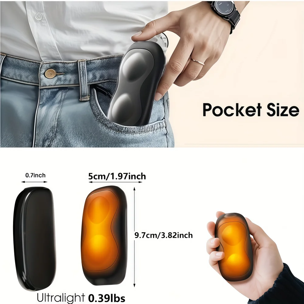 

Hand Warmers Rechargeable, 2 Pack, Electric Handwarmers, Long Heating USB Pocket Hand Warmers