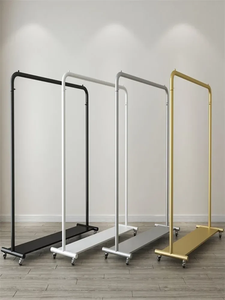 

Clothing store display rack Floor-to-ceiling women's clothing shelf Gold hanger display combination Store side hanging