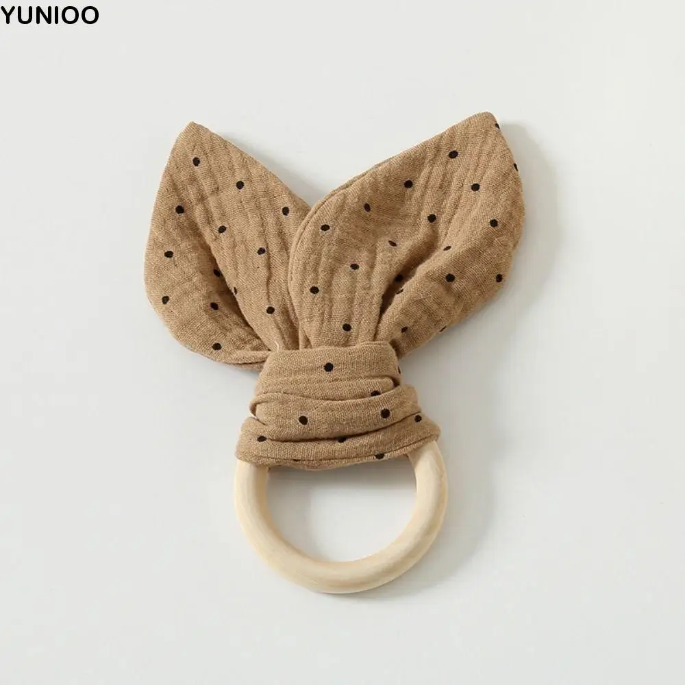 

Soft Baby Wooden Hand Grasp Toy Rabbit Ears Natural Wooden Newborn Teething Ring Sensory Toy Bracelet Rattle Chewing Appease Toy