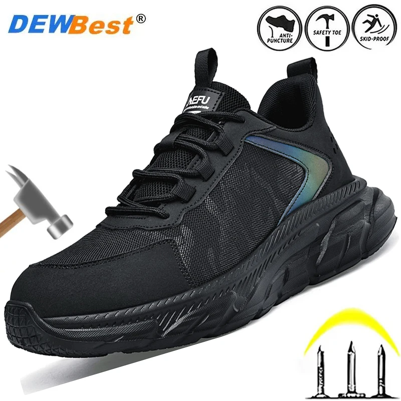 

New men's spring and fall breathable lightweight safety shoes steel head anti-smash anti-puncture female safety work shoes