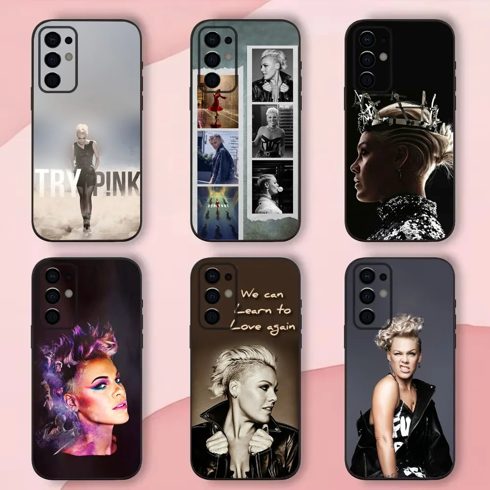 Singer P-P!NK Phone Case For Samsung S24,S21,S22,S23,S30,Ultra,S20,Plus,Fe,Lite,Note,10,9,5G Black Soft Shell