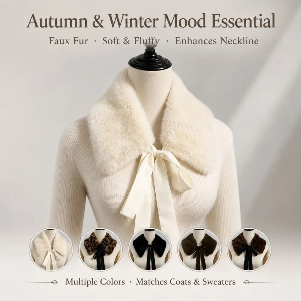 Versatile Fluffy Fur Collar Scarf Warm Thickened Imitation Fur Scarf Lace Up Style Neck Protection Scarf for Women