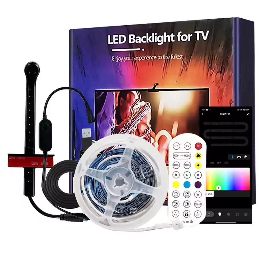 Control Music Sync Light For 55-75inch Pc/tv Ambient Ligh Led Tv Backlight With Color Picking Sensor Rgb-ic Led Strip Lights App