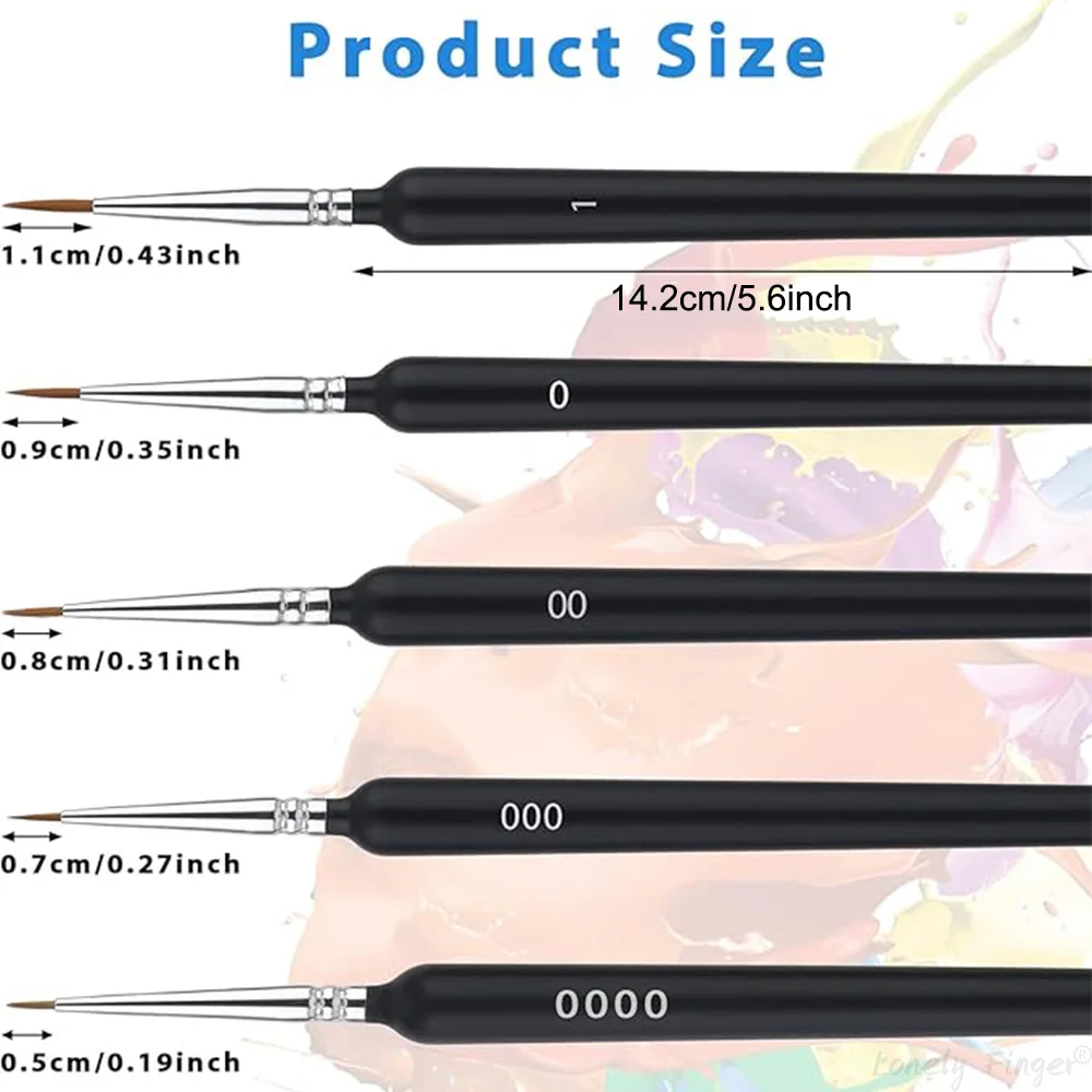 فرش طلاء بتفاصيل مصغرة، 5 قطع من فرش الرسم للفنانين بألوان مائية لطلاء زيت الأكريليك ونموذج تفاصيل الأظافر اليدوية #2