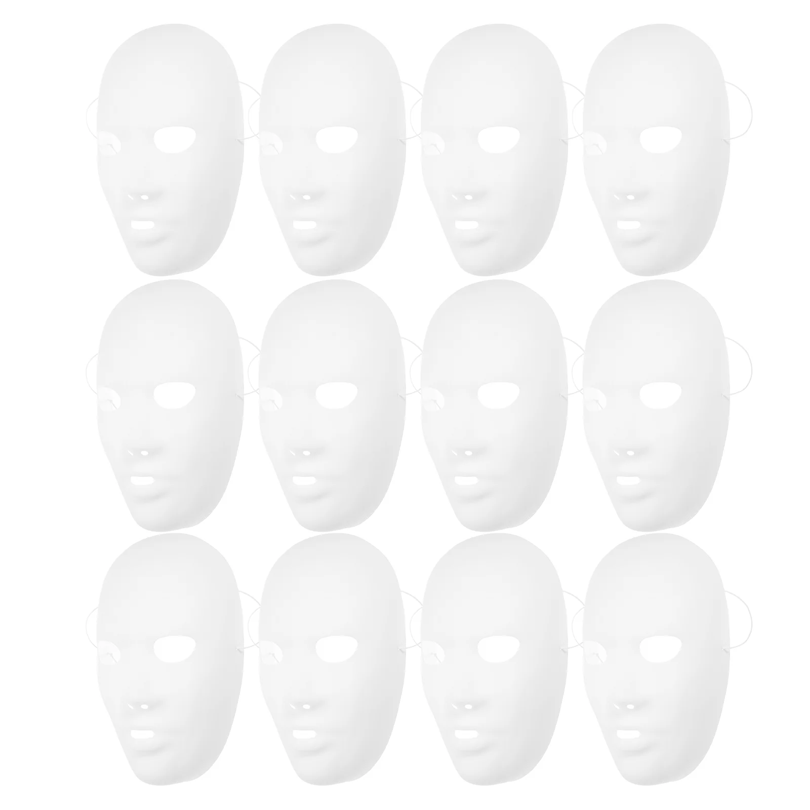 12 Pcs White DIY Masquerade Mask Painting Full Face Cosplay Halloween Costumes Paintable Paper