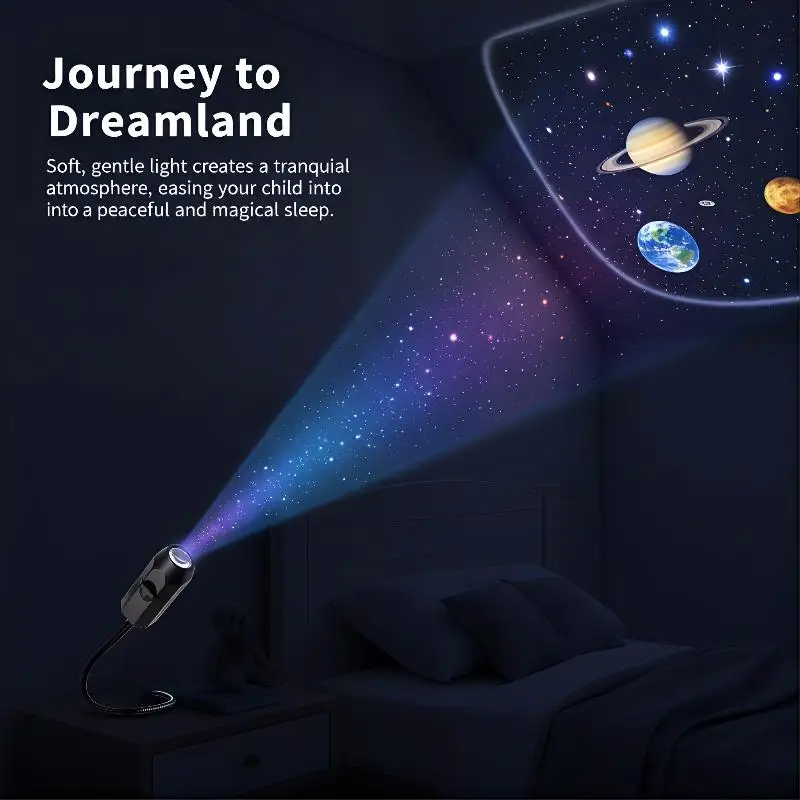 USB Ceiling Night Light Moon Earth Projector Lamp 360 Degree Starry Sky LED Ambiance Light for Bedroom Nursery Home Decoration