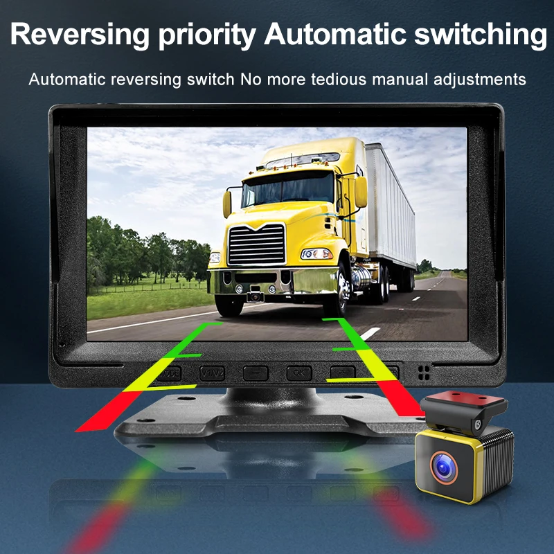 7 Inch Full HD 1080p Dual Lens Split View Backup Reverse Monitor Rear View Side Mirror Bus Truck Camera