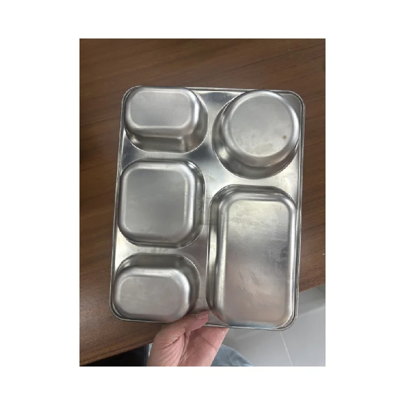 304 Stainless Steel Rectangle divided five part food tray 0.4 0.5 0.6mm  Making Machine with Whole Production Line