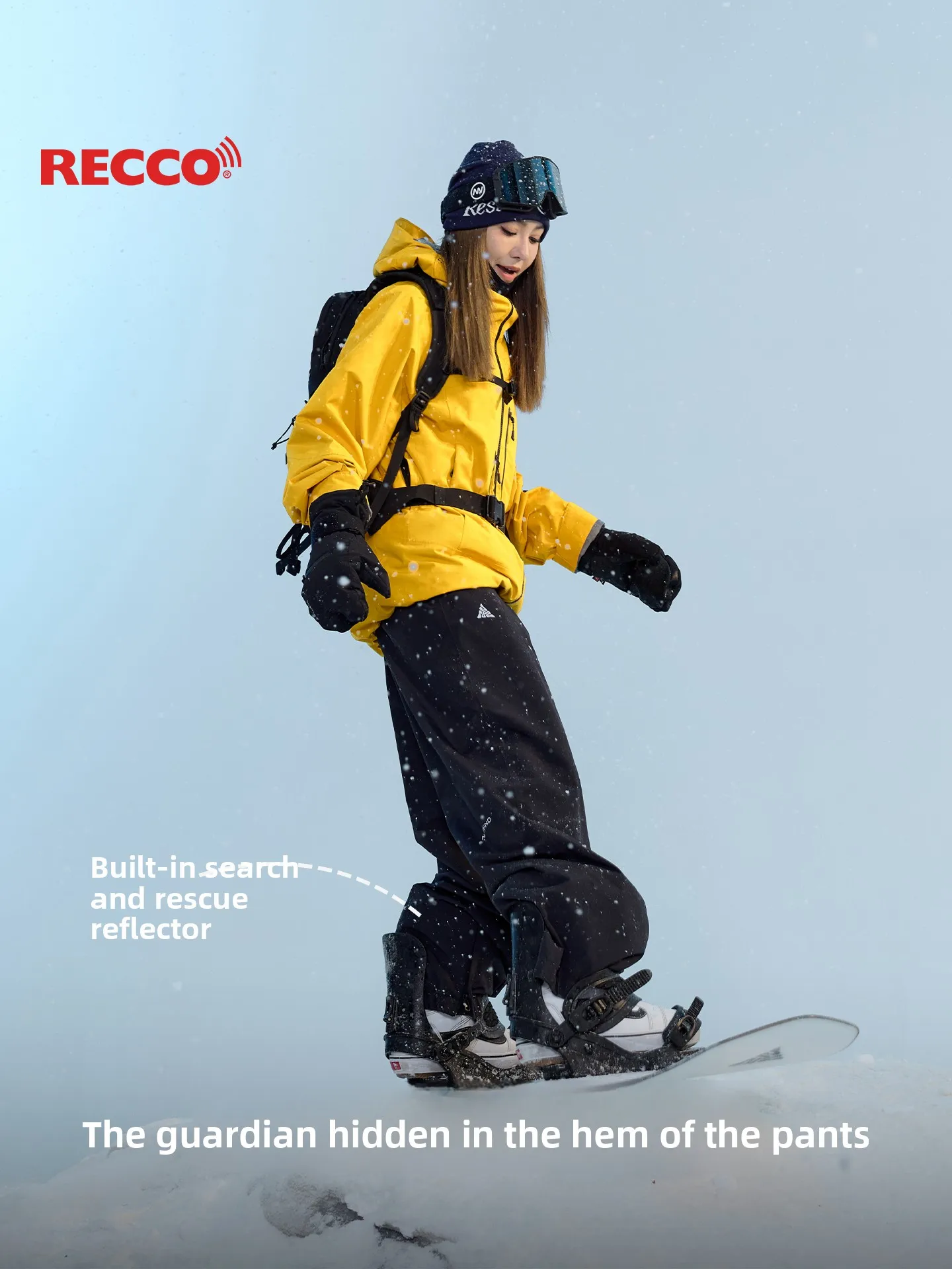 Nanend ski pants men's and women's loose RECCO snowboard snow pants fleece warm waterproof breathable