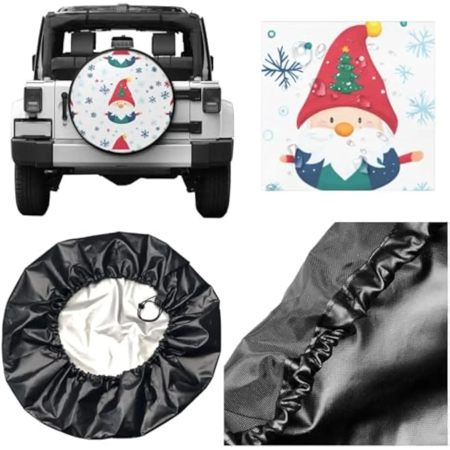 غطاء إطار احتياطي لشجرة عيد الميلاد من جنوم، واقي عجلة مقاوم للماء لمقطورة SUV RV #3