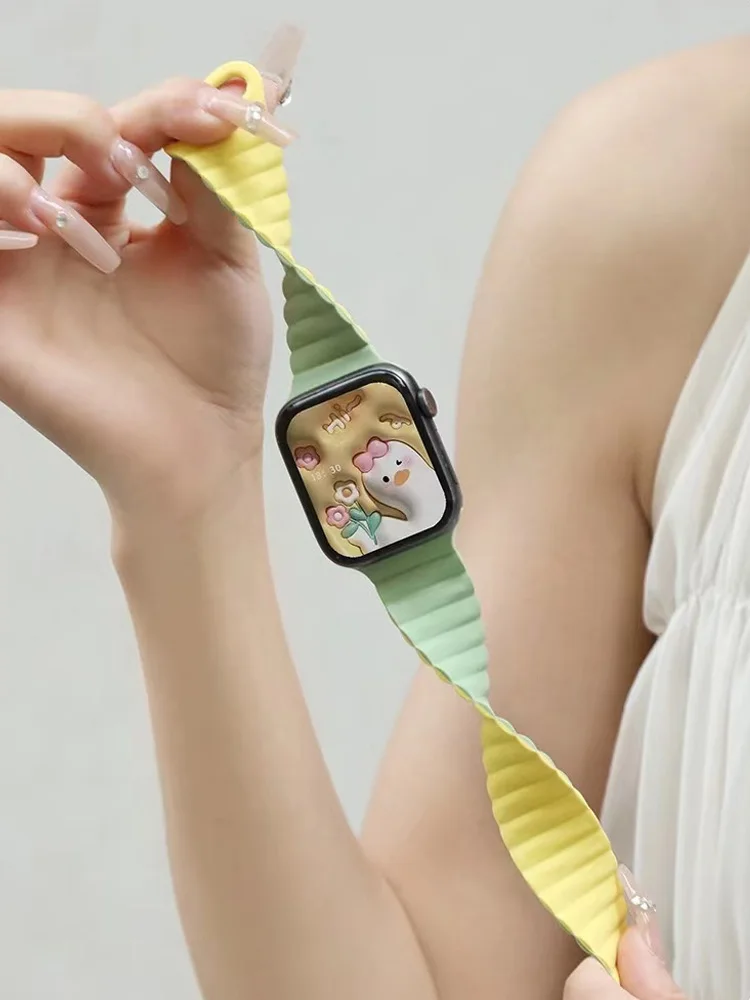 Магнитный ремешок для часов Apple, 46 мм, 44 мм, 45 мм, 40 мм, 49 мм, 41 мм, 42 мм, силиконовый браслет correa серии 10 9 8 3 5 4 SE 6 7 Ultra