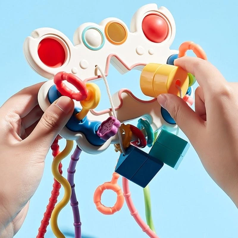赤ちゃん感覚シリコーン引き紐おもちゃギフト 18 ヶ月以上の幼児男の子女の子 15UB