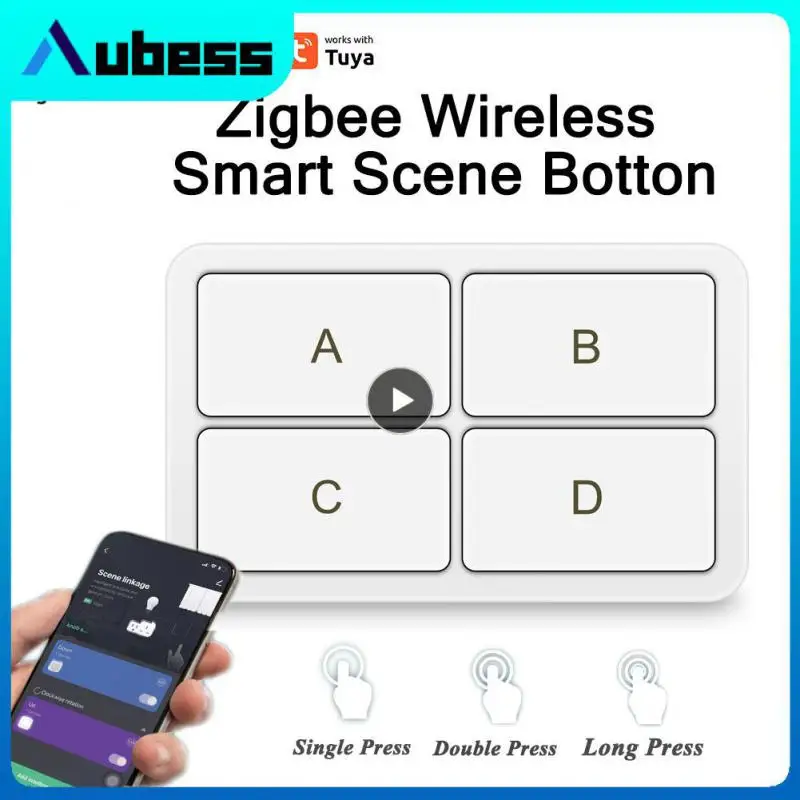 

Tuya Smart Home Wireless Button Switch 4 Gang Scene Switch 4 Button 12 Scene Modes For Air Conditioner Lights Smartlife