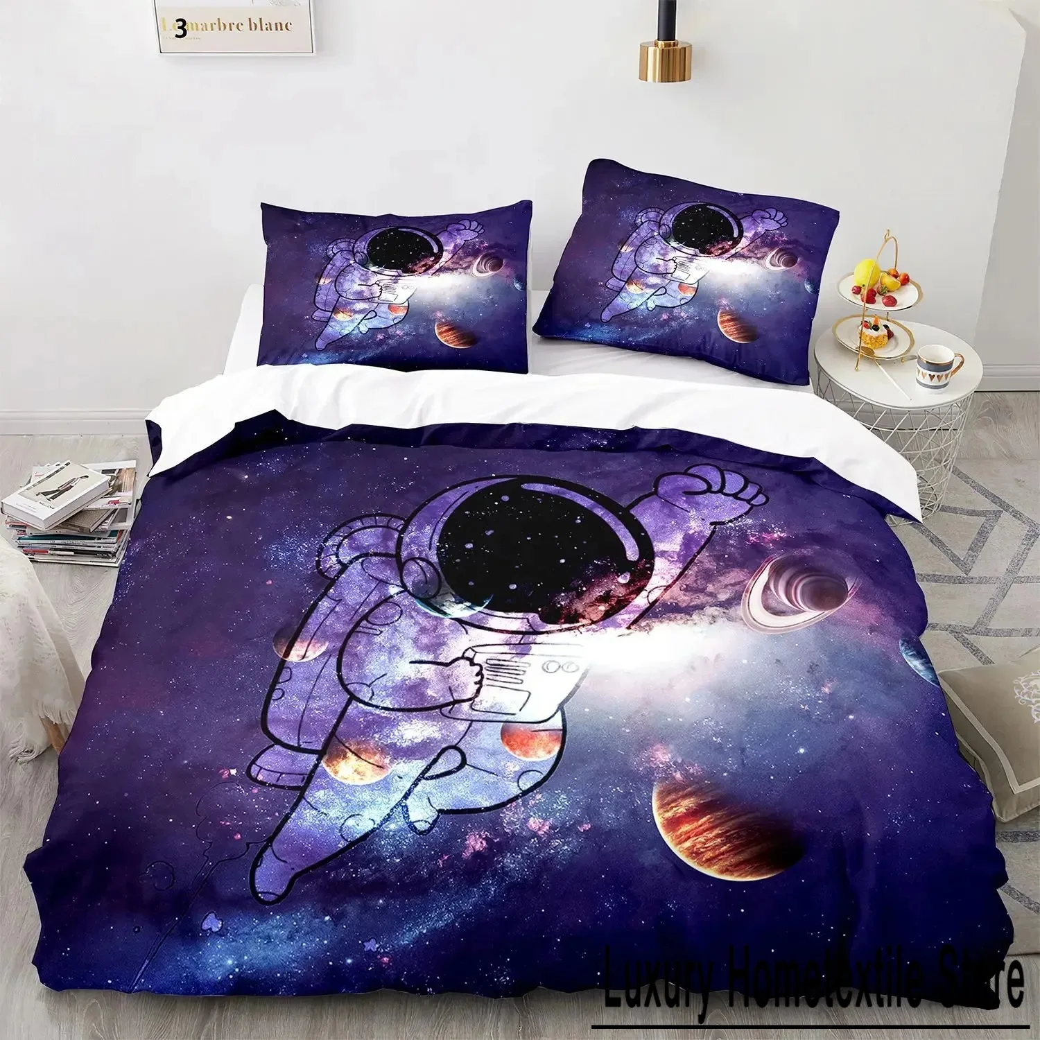 Astronaut Outer Space 3D Duvet Cover Bedding Set Comforter Linen Pillowcases Quilt Cover Home Decor Single Double Twin Queen