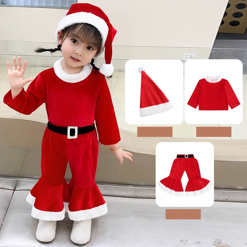 Kids Christmas Santa Clause Green Elf Girls Cosplay Costume Dress With Tops Hat Belt Shoes Striped Stockings for Boys Xmas Party