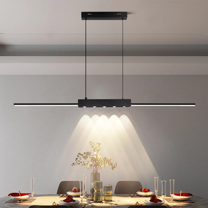 Modern Minimalist LED Pendant Lamp Creative Stripe Ceiling Hanging for Bedroom Design Bedsid Living Room TV Background Lighting