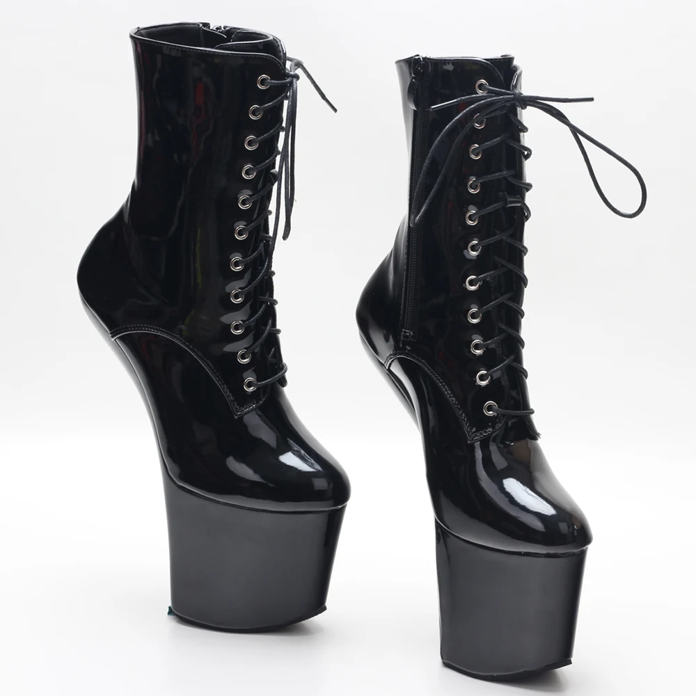 8 Inch High Heelless Exotic Pole Dance Platform Ankle Boots Extreme Fetish Size36-46 In Stock Fast Shipping