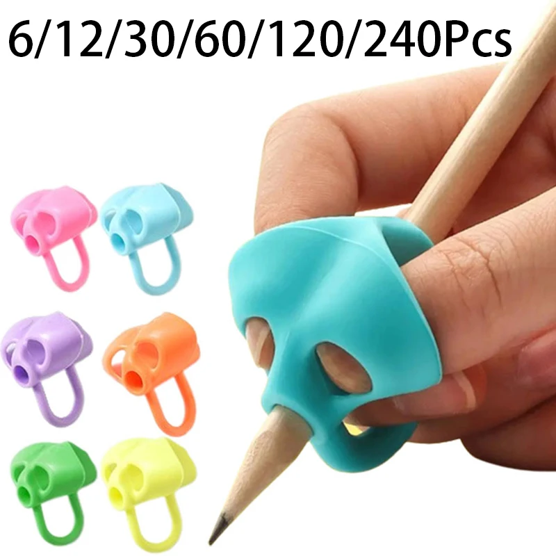 

6-240Pcs Handwriting Aid Grip Posture Correction Tools Pen Grip Ergonomic Soft Silicone Rubber Fingertip Pen Grips