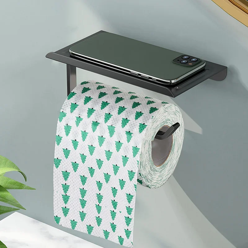 Stainless Steel Toilet Paper Holder Bathroom Wall Mount WC Paper Phone Holder Shelf Towel Roll Shelf Accessories