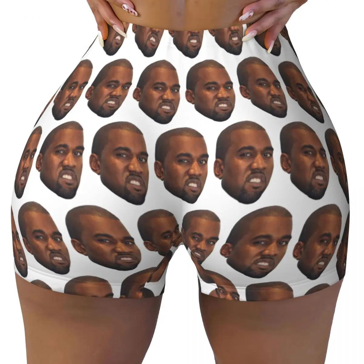 Custom Funny Kanye West Meme Gym Running Volleyball Shorts Women Rapper Music Producer Workout Yoga Shorts