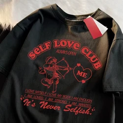 Self Love Club Fun Cupid Men Women T Shirts Breathable Street Tee Clothes Summer Fashion Loose Casual Oversized T Shirt Women