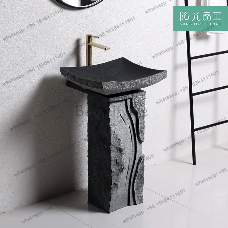 Original stone column basin Mountain River Zhi floor-to-ceiling integrated basin Balcony Garden Garden Washing table