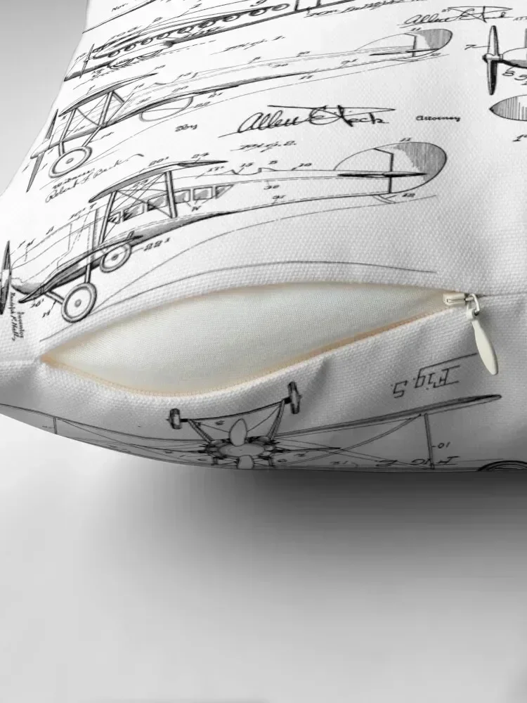 Aviation Biplane Blueprint Drawing Gift for Pilots Throw Pillow Custom Cushion Pillows Aesthetic pillow