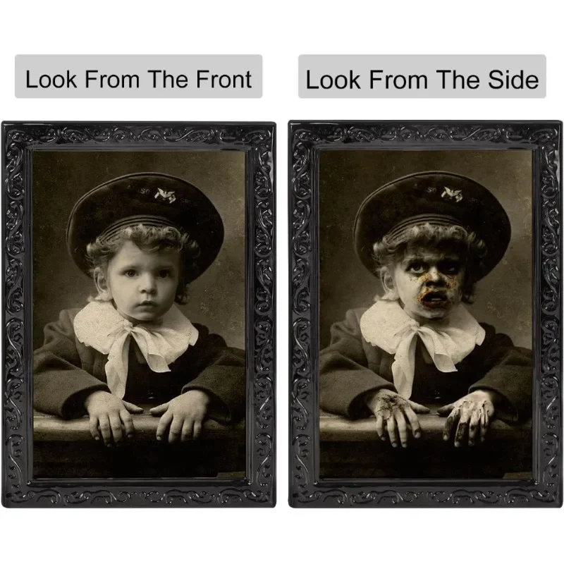 Halloween Scary Wall Decor 3D Changing Face Moving Picture Frames Portrait Gothic Horror Poster Mansion Decoration Party Supply