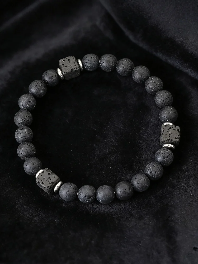Ręcznie robiona bransoletka z kamieni wulkanicznych i onyksu 8mm, unisex, energetyczna, uzdrawiająca, akcesoria na nadgarstek, bransoletka dla par, pulseria. — zdjęcie 2