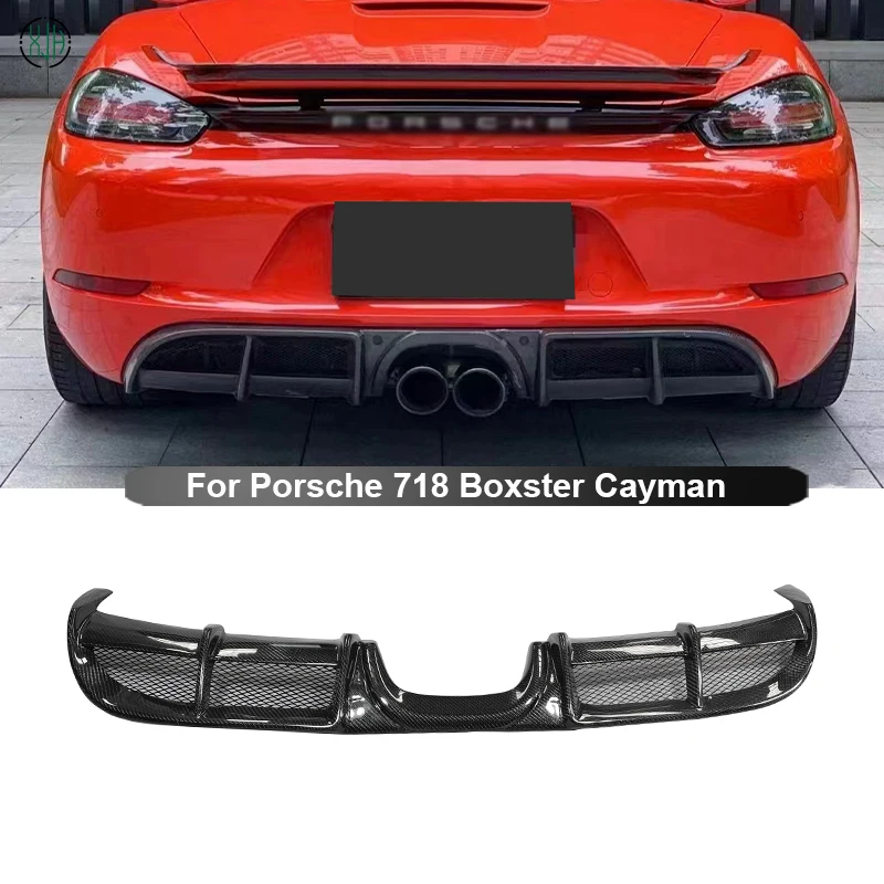 

Для Porsche 718 Boxster Cayman 2016-2020 автомобильный задний бампер из углеродного волокна, диффузор, спойлер, детали, обновленный комплект кузова