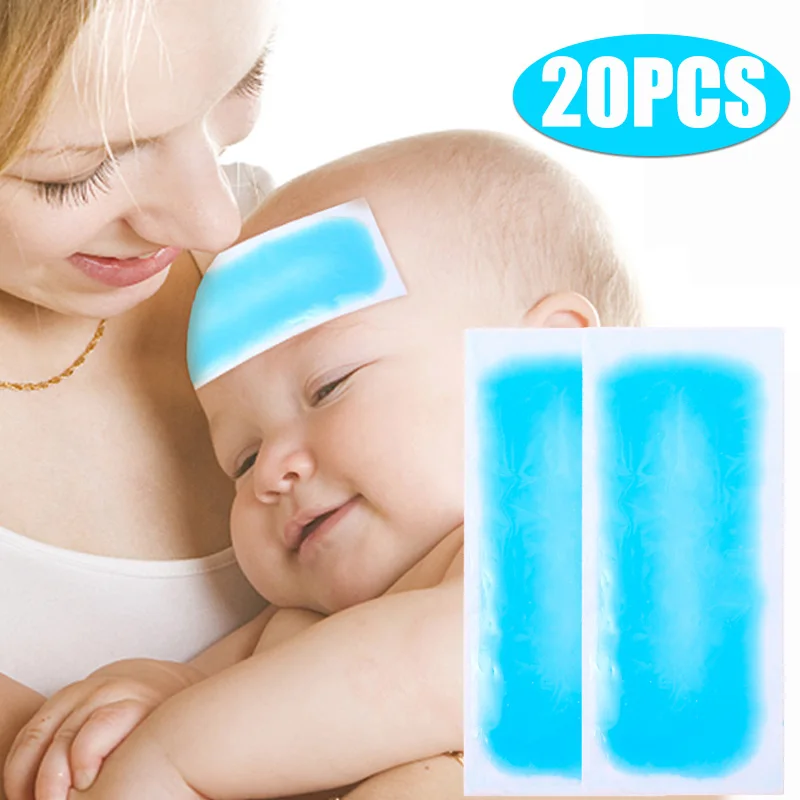 20/2Pcs Fever Cooling Patches Forehead Strips Ice Cooling Sheet for Baby Kids Children Adult Summer Cool Down Ice Sticker