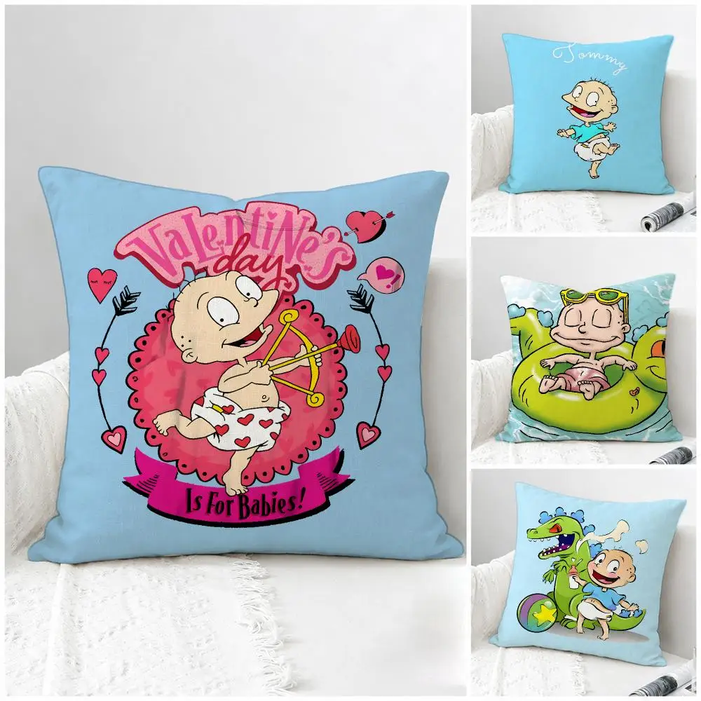 Cartoon Tommy Pickles Cushion Cover Natural Linen Pillowcase Set, All-in-One Decor for Sofa, Bedroom & Chair