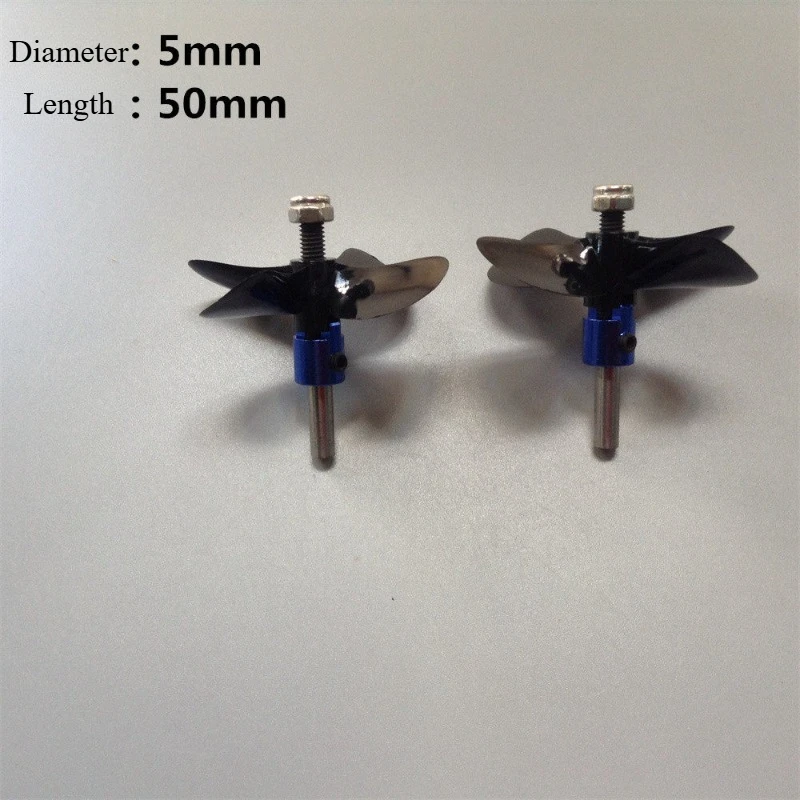 4-Blade Propeller & 5mm Motor Extension Shaft Pair for Water Jet/Trawler RC Boat