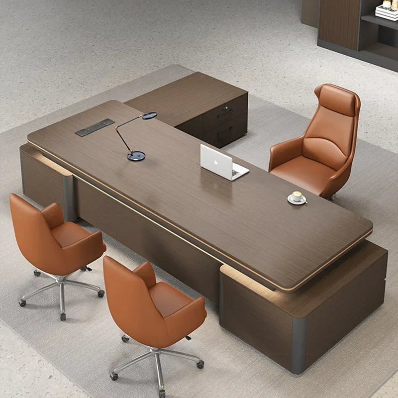 Setup Storage Office Desk Study Executive Workbench Modern Desk Shelf Wooden Work Student Mesa De Estudio Office Furniture
